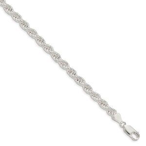 5mm Sterling Silver Classic Solid Rope Chain Necklace, 26 Inch
